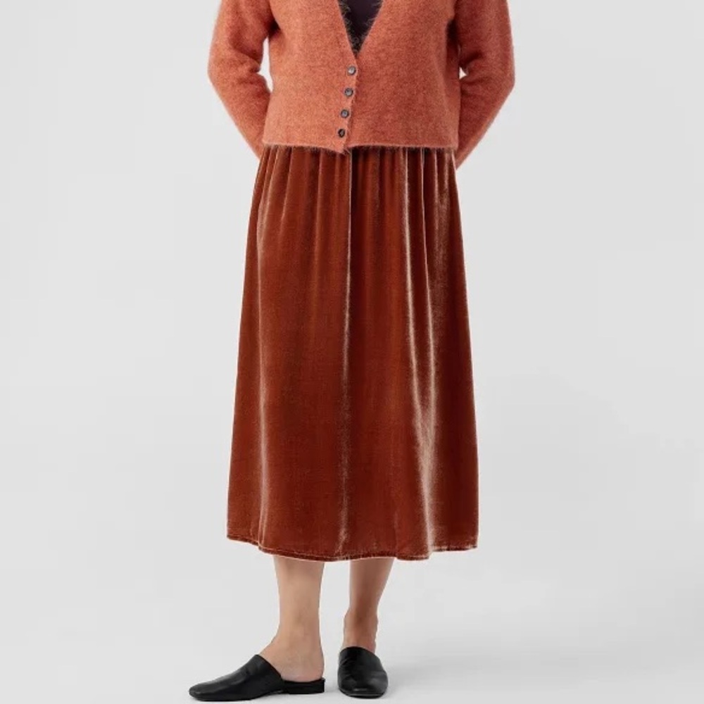 Eileen Fisher Rust Velvet Midi Skirt